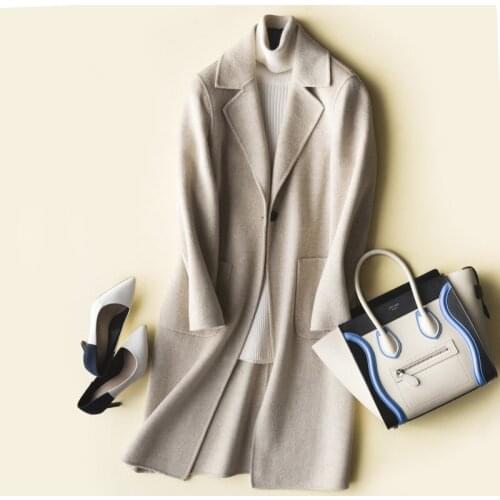 Winter Jacket Women Autumn 200% Wool Coat Female Double-side Woolen Coats Korean Vintage Long Jackets Manteau Femme Hiver MY2294