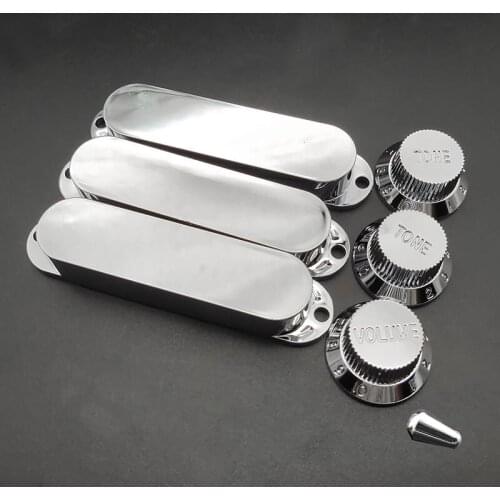 1set Close Single Coil ST Electric Guitar Pickup Covers with Volume Tone Control Knob and Switch Tip Silver Guitar Pickup Case