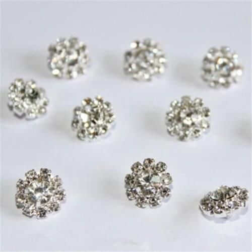 10pcs/set Fashion Round Diamond Alloy Rhinestone Button Crystal for Wedding Bouquet Child Hair Band Decorative Photography Props