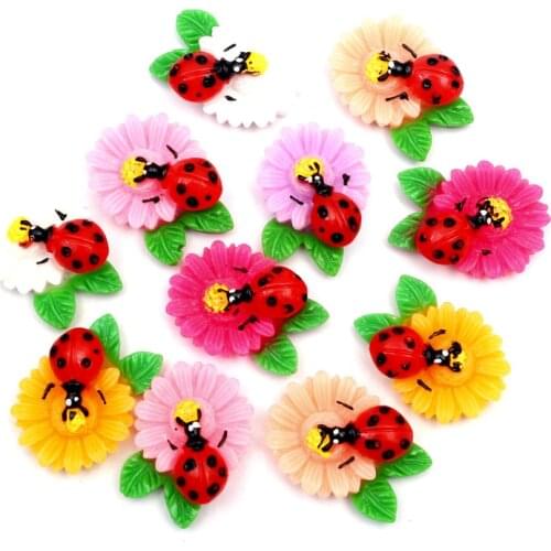 30pcs Mixed Ladybug Resin Flatback Cabochon Jewelry Findings Scrapbooking For Jewelry Making Charms Pendants Accessories Diy