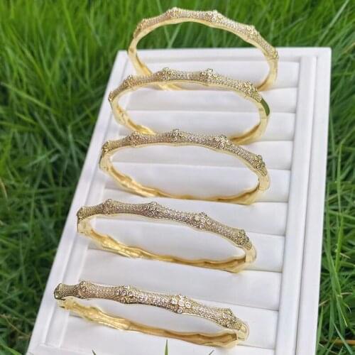 5Pcs Zircon Bangle Bing Betal Zircon Fashion metal Bracelet Gold color high quality Bangle jewelry Women bangle 51463