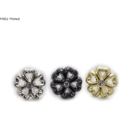 5pcs Small Flower With Rhinestones Shape Metal Shank Shirt Button Sewing Scrapbooking Apparel Craft Accessories Decor 11mm