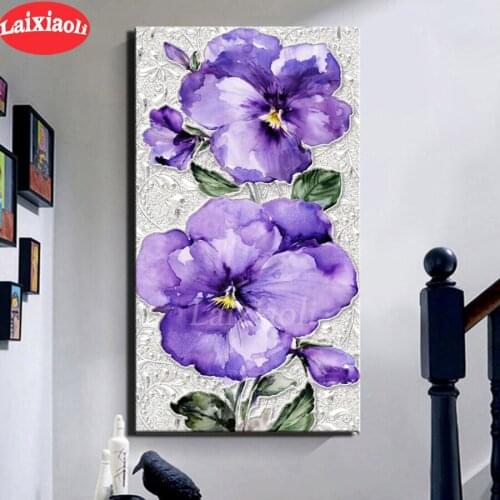 Pansy diamond embroidery Large Size Abstract Red And Blue Color Flower full square round drill diamond painting 5d diy mosaic