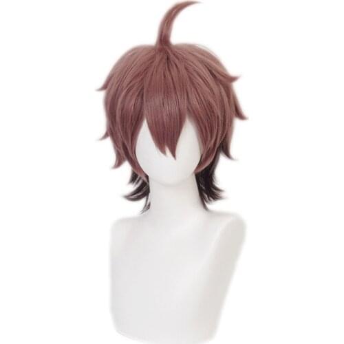 Anime Danganronpa Naegi Makoto Wig Cosplay Wigs Playing Brown Gradient Hair Halloween 1:1 Wigs 30cm