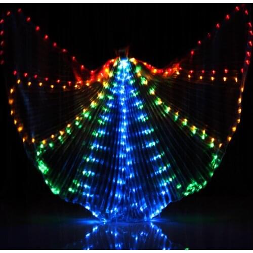 Butterfly Rainbow LED Belly Dance Isis Wings Fairy Performance Dancewear Props Glow Light Up Belly Dance Costumes for Women