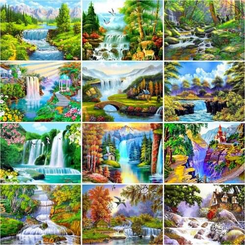 Evershine 5D DIY Diamond Embroidery Waterfall Rhinestones Pictures Diamond Painting Tree Landscape Mosaic Sale Home Decoration