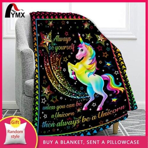 FYMX Fantasy Unicorn Flannel Blanket Bird Wolf Elephant Dinosaur Soft Blankets For Bed Sofa
