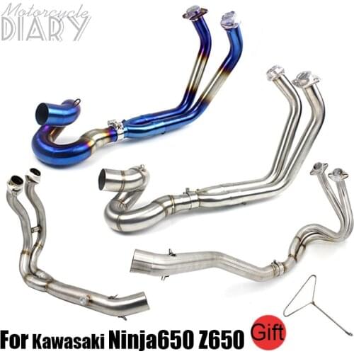 For Kawasaki Ninja650 Z650 Z 650 NINJA 650 2017-2019 Slip on Motorcycle Exhaust Escape Moto System Front Link Pipe Muffler Bike