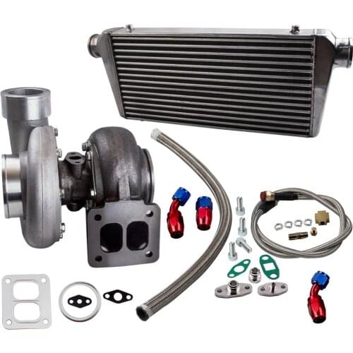 GT45 Racing Turbocharger + 24"x12"x3" Tube Intercooler + Oil Drain & Return Line