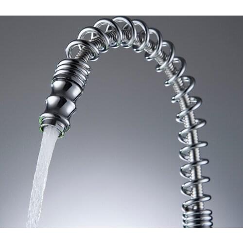 Chrome Silver Brass Kitchen Sink Faucets Single Lever Pull Out Spring Spout Mixers Tap Hot Cold Water Kitchen Faucets