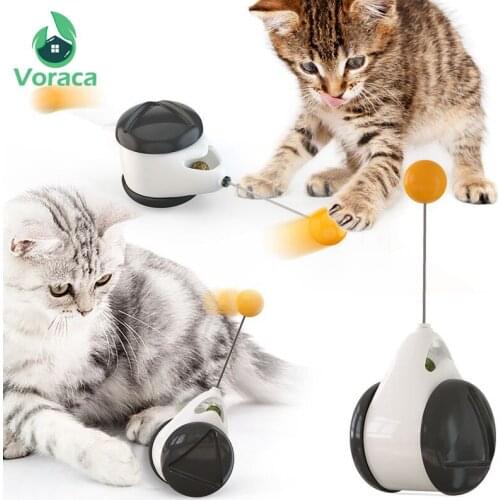 Cat Toy with Wheels Smart Automatic Ball Rotating Attract Cat Toys Catnip Traning Feather Swing Toys Interactive Balance Car