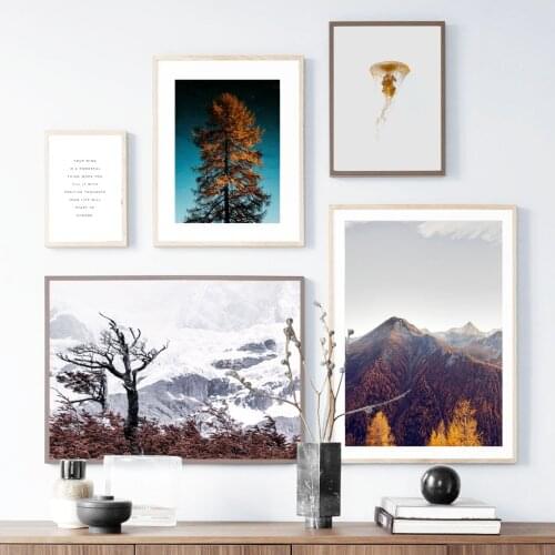 Big Tree Forest Mountain Jellyfish Quotes Wall Art Canvas Painting Nordic Posters And Prints Wall Pictures For Living Room Decor