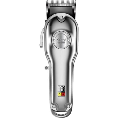 Kemei-1986 All-Metal Electric Hair Clipper Professional Hair Trimmer For Men Rechargeable LED Cordless Hair Cutter Machine
