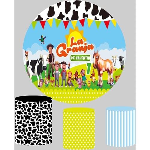 La granja de zeno Round Backdrop Cover Circle Baby Shower Background for Kids 1st Birthday Party Decor Banner Cake Table Cover