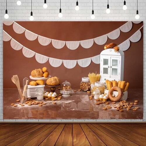 Kitchen Donut Bread Backdrops Newborn Baby Shower Smash Cake Flour Pasta Chocolate Photography Background Photo Studio Photozone