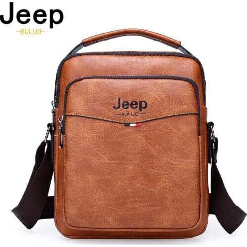 JEEP BULUO Split Leather Crossbody Men Messenger Bag Hot Sale Male Man Fashion Shoulder Bags Mens Travel New Handbags