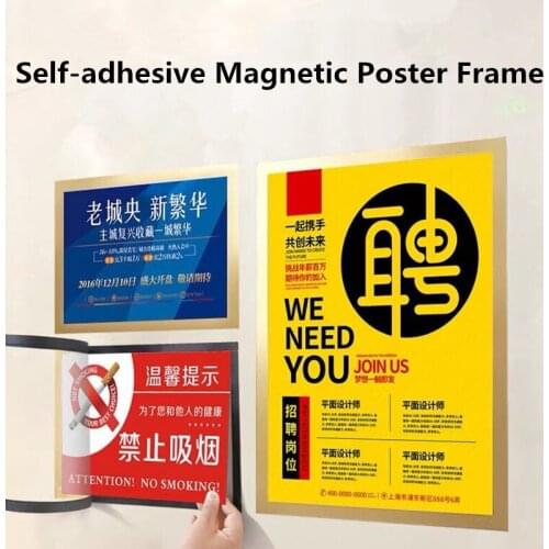 A5 Wall Mount Magnetic Picture Photo Display Frame Document Sign Holder Plastic Poster Frame For Refrigerator Wall Window Door