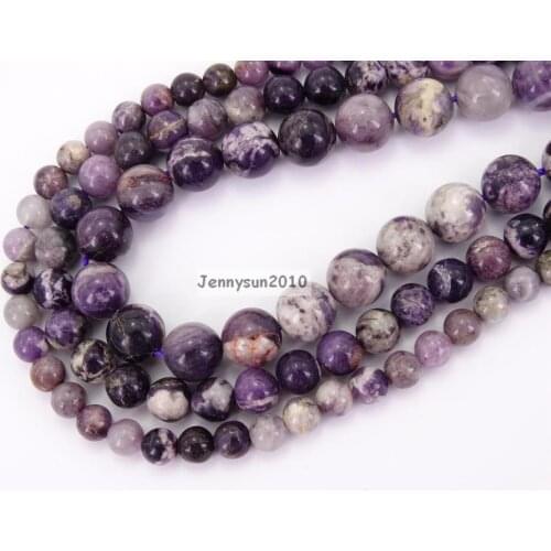Natural Sugilite Gems Stone Round Spacer Loose Beads 15.5'' Strand 6mm 8mm 10mm for Jewelry Making Crafts 5 Strands/Pack