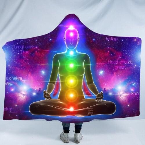 New Winter Thick Hooded Blanket Soft Throw Towel God Alien Printed Warm Wearable Blanket Sherpa Fleece Joyous Cobija Cobertor