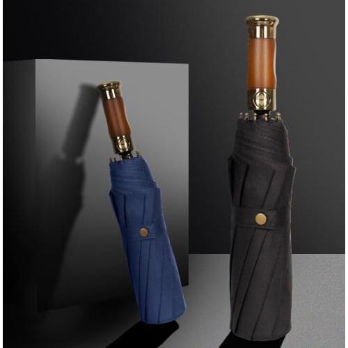New Quality Big Umbrella Men Business Style 116cm Automatic Umbrella Rain Double Layer 10K Windproof Large Golf Umbrellas Wooden