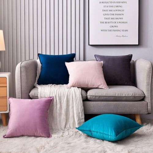 Luxury Blue Velvet Cushion Cover Soft Pillow Cover Pillow Case Yellow Pink Gray White Home Decorative Sofa Throw Pillows Cover