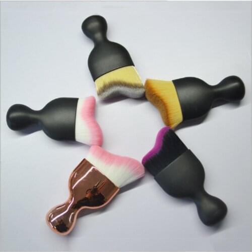 S Shape Makeup Brush Wave Arc Curved Hair Shape Wine Glass Base Foundation Make Up Brush Pro Contour Kabuki 100pcs