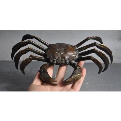 Old China Fengshui Bronze Auspicious Crab Crabs Animal Eight Fang Wealth Statue