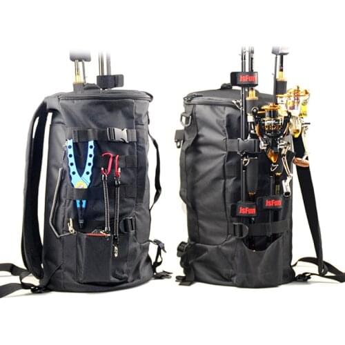 Folding Cylinder Fishing Rod Bag Large Capacity Fishing Tackle Backpacks Lure Outdoor Multifunctional Storage Fishing Gear Bags