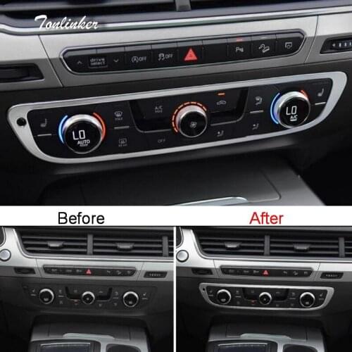 Tonlinker Cover case Sticker for AUDI Q7 2016-18 Car Styling 1 PCS ABS Matte Air conditioning knob Position Cover Case Stickers