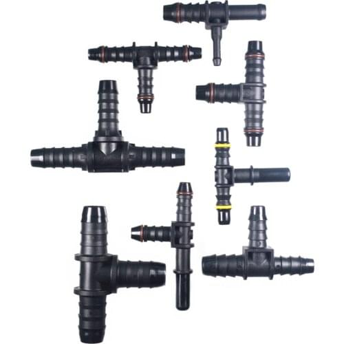 Plastic material PA PPA Automobile 3 ways tee connector quick line adpators for fuel hose fittings
