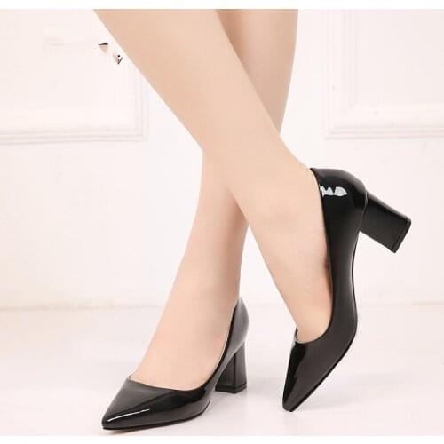 Big Size 33-46 Pumps Women Square Toe Spring Summer Shoes Shallow Square Heels Shoes Fashion Dress Office Shoes