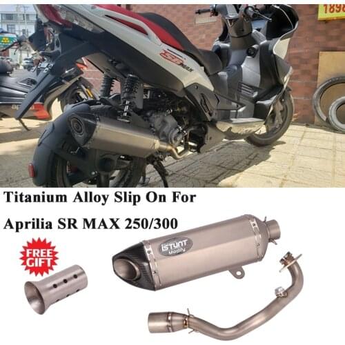 Titanium Alloy Full Motorcycle Exhaust System Escape For Aprilia SR MAX 300 250 Modify Front Link Pipe Carbon Muffler DB Killer