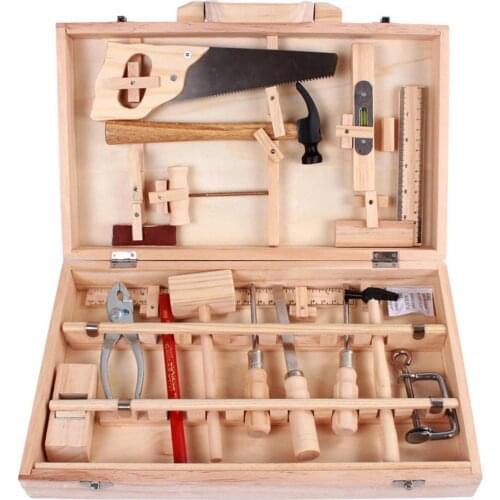 Repair Box Toy Early Education Building Multifunctional Woodworking Wooden Tool Kit Pretend Play Toys For Boys