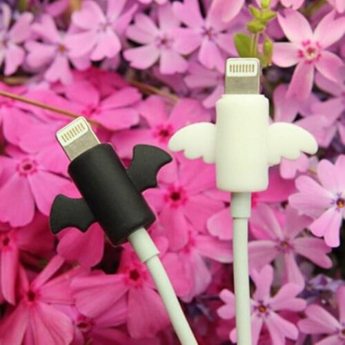 2 in 1 Black/White Wings Model Anti-breaking USB Cable Protector For iphone 5 6 7 8 X Sleeve Cable Line Protection Winder