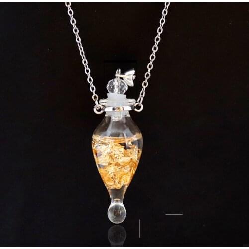 1PC Clear Perfume Bottle Necklaces Essential oil Keepsake Openable Make a Wish Pendant Necklace