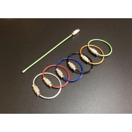 10pcs 1.5*90mm Colorful Screw Locking Stainless Steel Wire Keychain Cable Rope Key Holder Keyring Rings outdoor ring