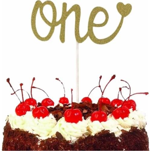 10Pcs Glitter Paper One Cupcake Toppers 1st Birthday Party Decorations First Baby Boy Girl My 1 Year Supplies