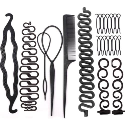 10pcs/set Hair Accessories Useful Twist Braid Pull Hairpins Comb Black Hair Braiding Tools for Women DIY Hair Styling Tools