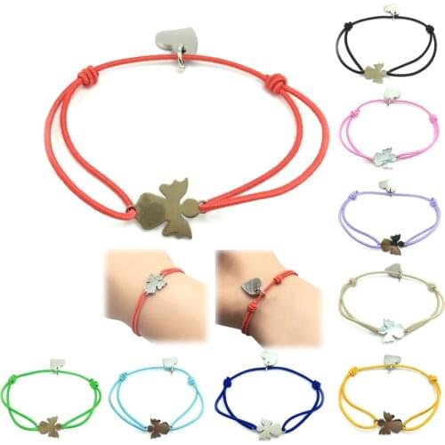 10pcs/lot Wish Card Bracelet Stainless Steel Angel Charm Cord Bracelet Heart Pendant Adjustable Cord Bracelet For Women Children