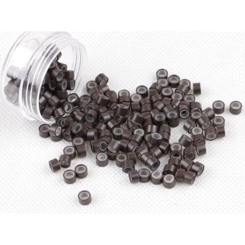 10000pcs/Bag Black color 5.0x3.0x3.0mm Silicone Micro Rings/Links/Beads/ Tools For All Kinds Hair Extensions tool