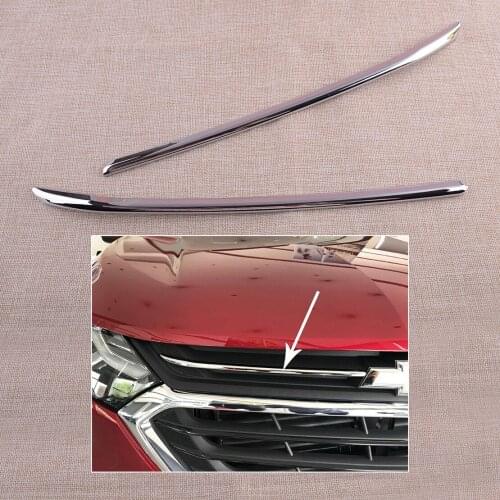 2Pcs/set Car Chrome Front Grill Grille Trim Cover Strip ABS Fit for Chevrolet Equinox 2018 2019 2020