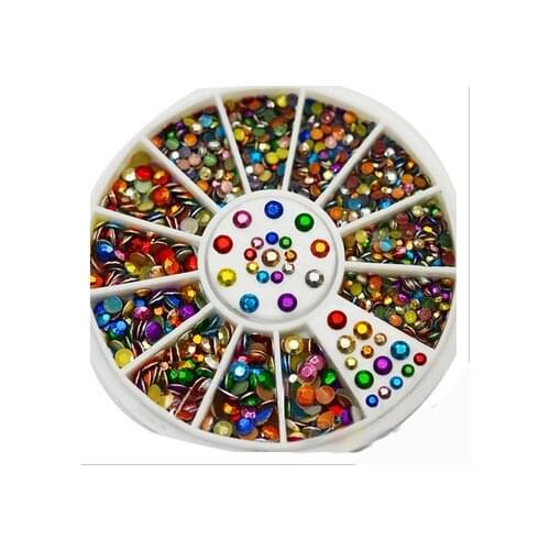 2 Styles 2mm/3mm mixed Color Metallic Rivets Plating Bright 3D Nail Art Decoration Studs Charms Sticker Wheel, #HUP02