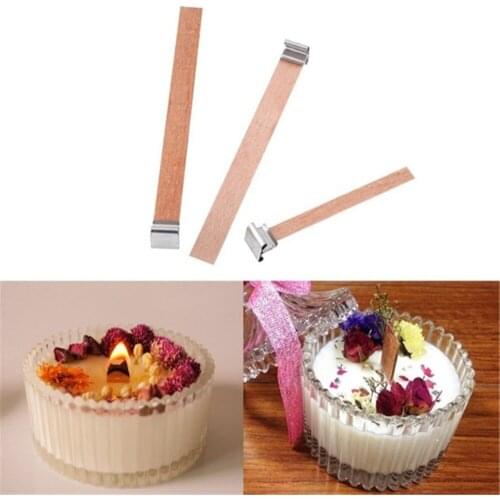 20Pcs Wood Candle Wicks With Iron Stand Candle Cores Natural Wicks for Candle Making and Candle DIY Craft 13x1.3cm / 5.1x0.5in