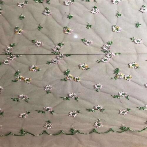 2019 Mesh Multi-Color Flower Embroidered Fabric Fashion Fresh Girls' Shirt Dress Embroidery Fabrics