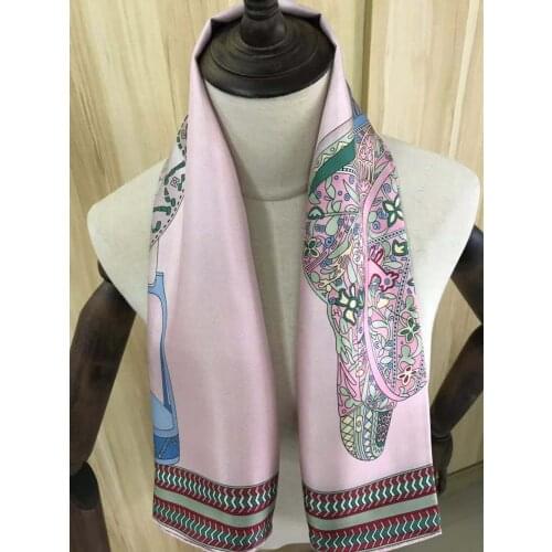 2021 new arrival spring summer pink 100% pure silk scarf twill hand made roll 90*90 cm shawl wrap for women lady