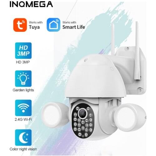 3MP PTZ Wifi IP Camera TUYA Outdoor 4x Digital Zoom AI Human Body Detection Day and Night Full Color Audio Security CCTV Camera
