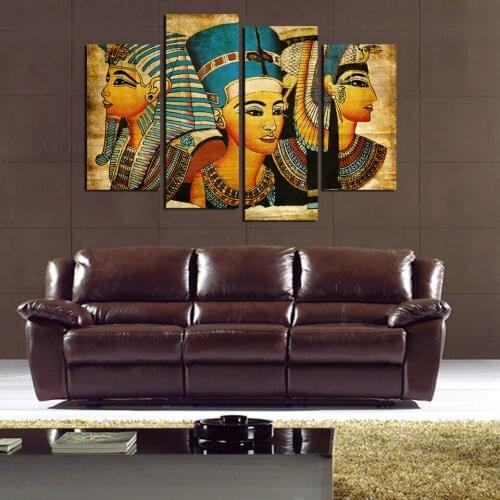 4Pcs Egyptian Pharaoh for Living Room painted Modern Abstract Painting On Canvas Wall Art Unframed home decor