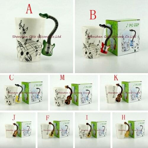 60pcs/lot Small music ceramic mug coffee cup violin handle Bone china milk tea Couple musical mug ceramic new year gift Cup