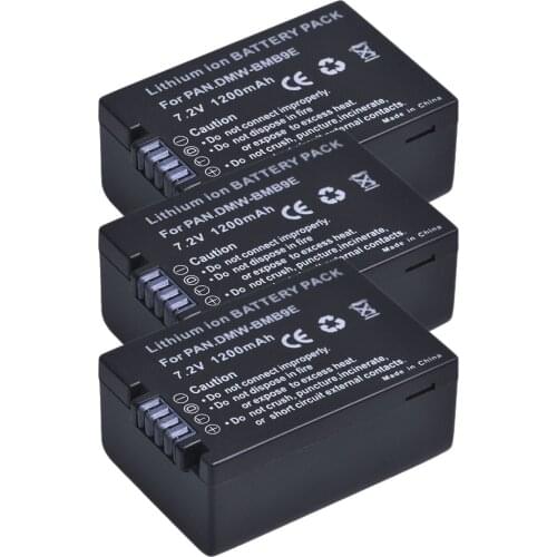 3pc 7.2v 1200mAh DWM-BMB9 BMB9 DMW-BMB9E Camera Battery for Panasonic DMC FZ40 FZ45 FZ47 FZ48 FZ60 FZ62 FZ70 FZ72 FZ80 FZ100