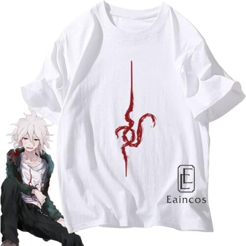 Anime Danganronpa Komaeda Nagito T-shirt Cosplay Costume Dangan Ronpa White Short Sleeve Cotton Shirts Men Women Casual Tops
